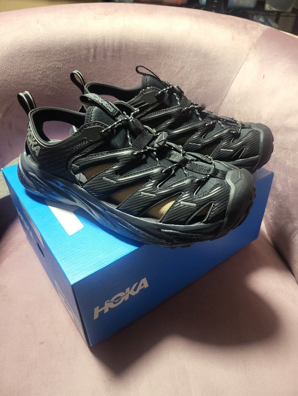 Brand New In Box - Hoka Hopara Hiking Sandal Mens 9.5 Women's 10.5 Black